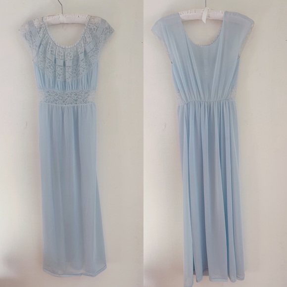 Vintage 1960’s Coquette Slip Dress Powder Blue S - Picture 8 of 8
